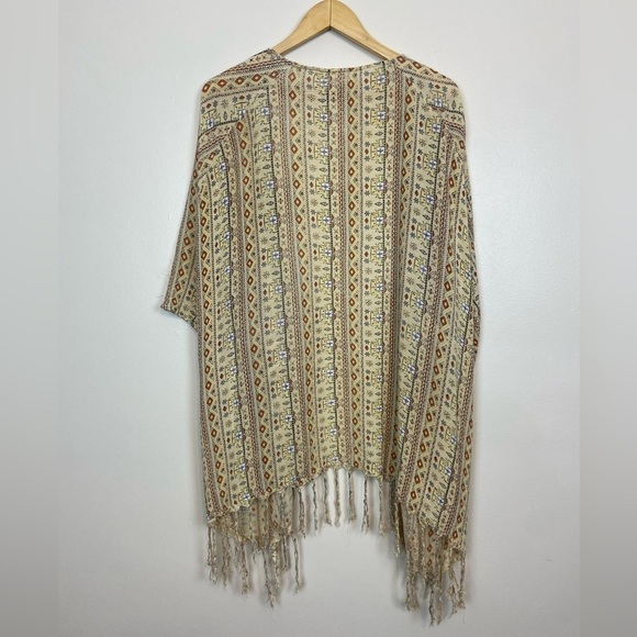 LAGACI WESTERN PRINT BOHEMIAN FRINGE TOPPER S/M BEACHY SUMMER - Picture 8 of 8